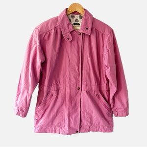 London Fog Pink Lightweight Utility Jacket Zip Snap Pockets Spring Coat Medium